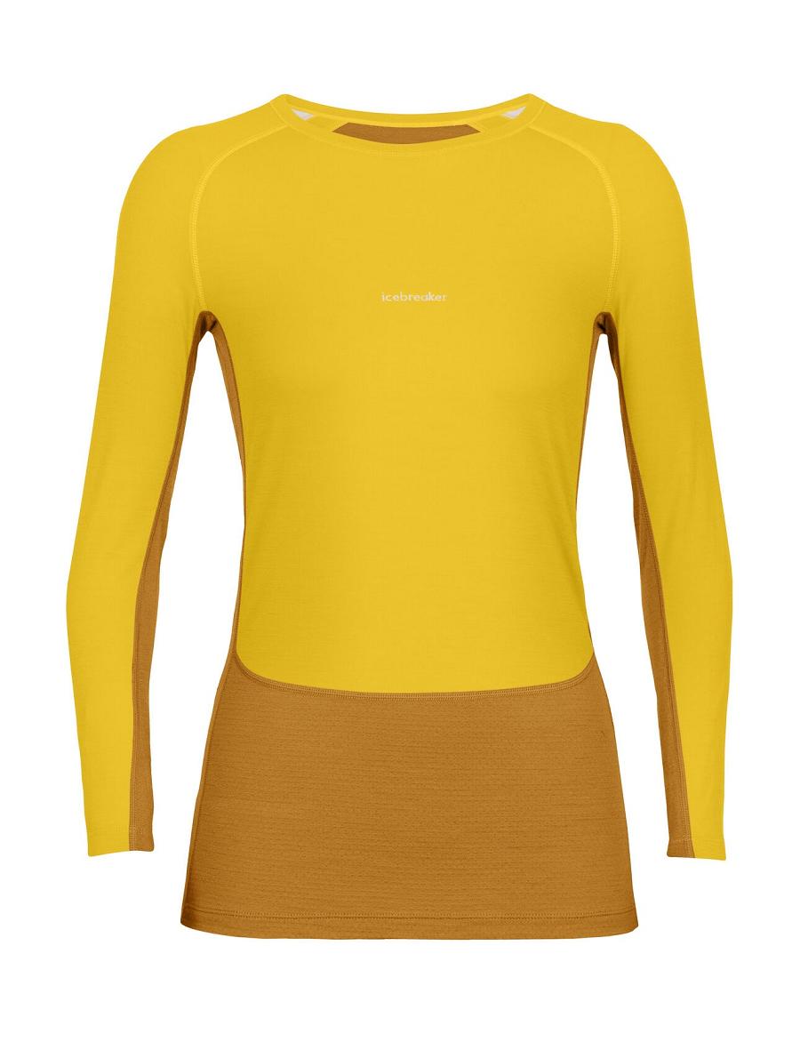 Icebreaker 200 ZoneKnit™ Merino Long Sleeve Crewe Női Base Layers Arany | HU 1849MQZA